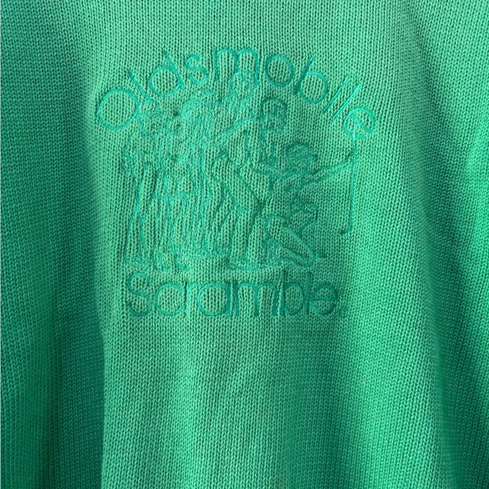 VTG LAMODE ACTIVE SPORTSWEAR Oldsmobile Scramble‎ Sweater 80s 90s Green XL Rare